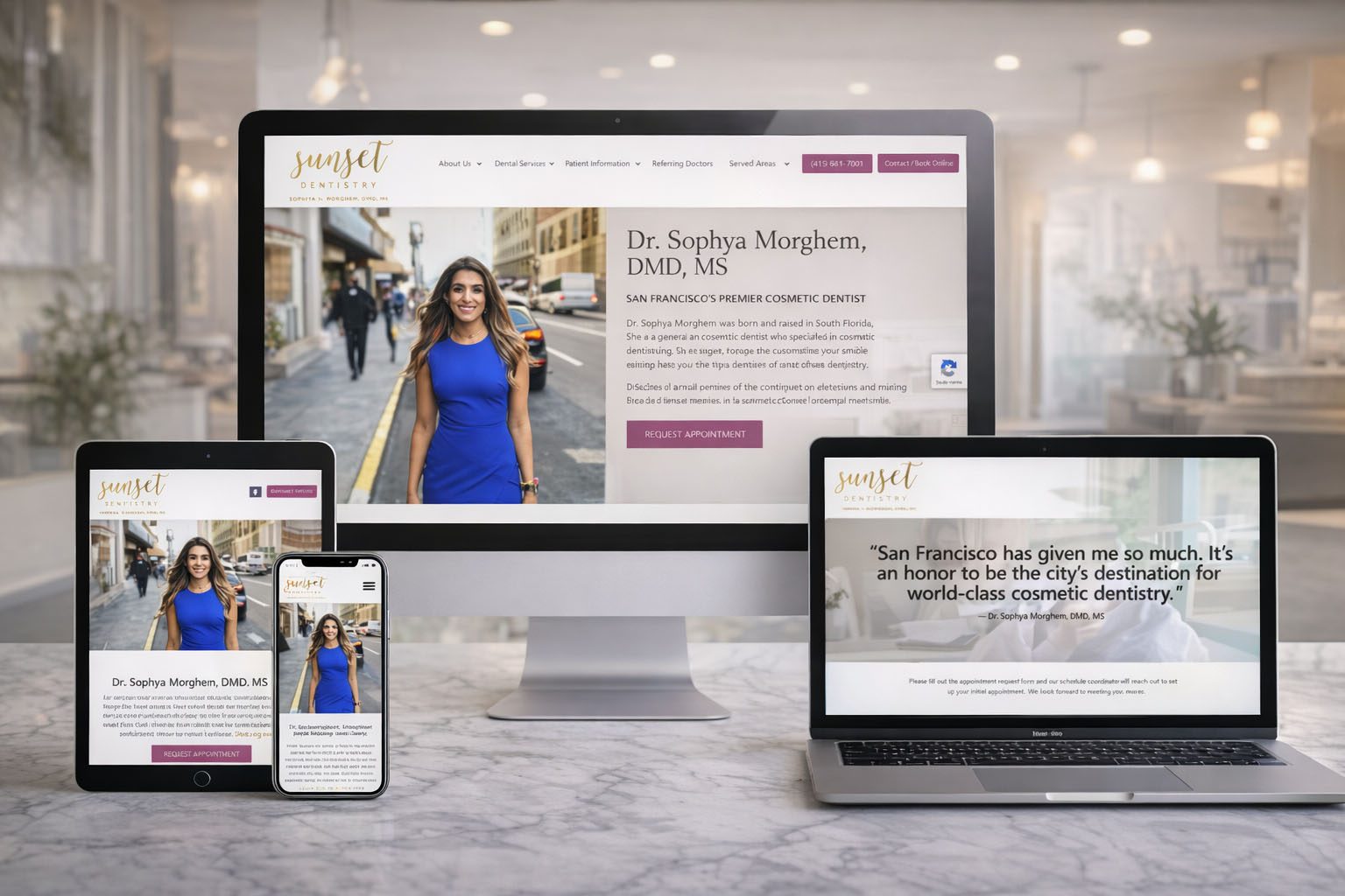 Sunset Dentistry website across devices copy