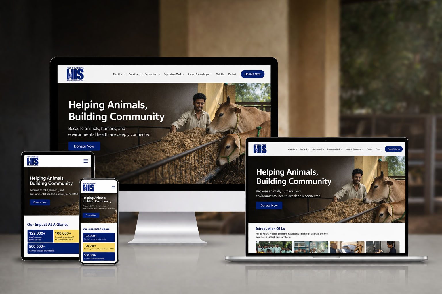 Nonprofit animal welfare website mockup copy
